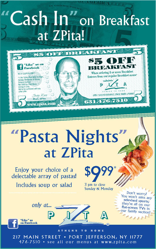 pasta and breakfast specials