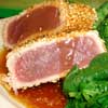 Sesame Tuna with Steamed Spinach and Broccoli